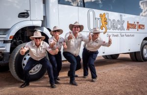 Outback tour guides giving the thumbs up